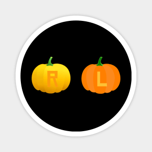 Left and Right Pumpkin X-Ray Markers Black Background Magnet